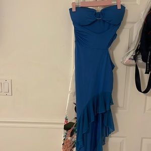 Long royal blue slit dress